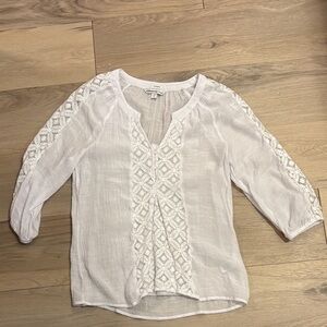 White Lace Detail Women's Top